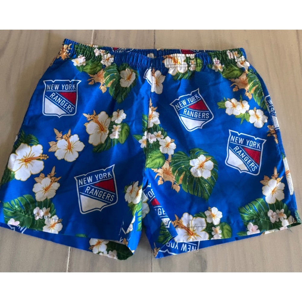 NHL New York Rangers Mens Swim Trunks Large Blue Floral Tropical Board Shorts